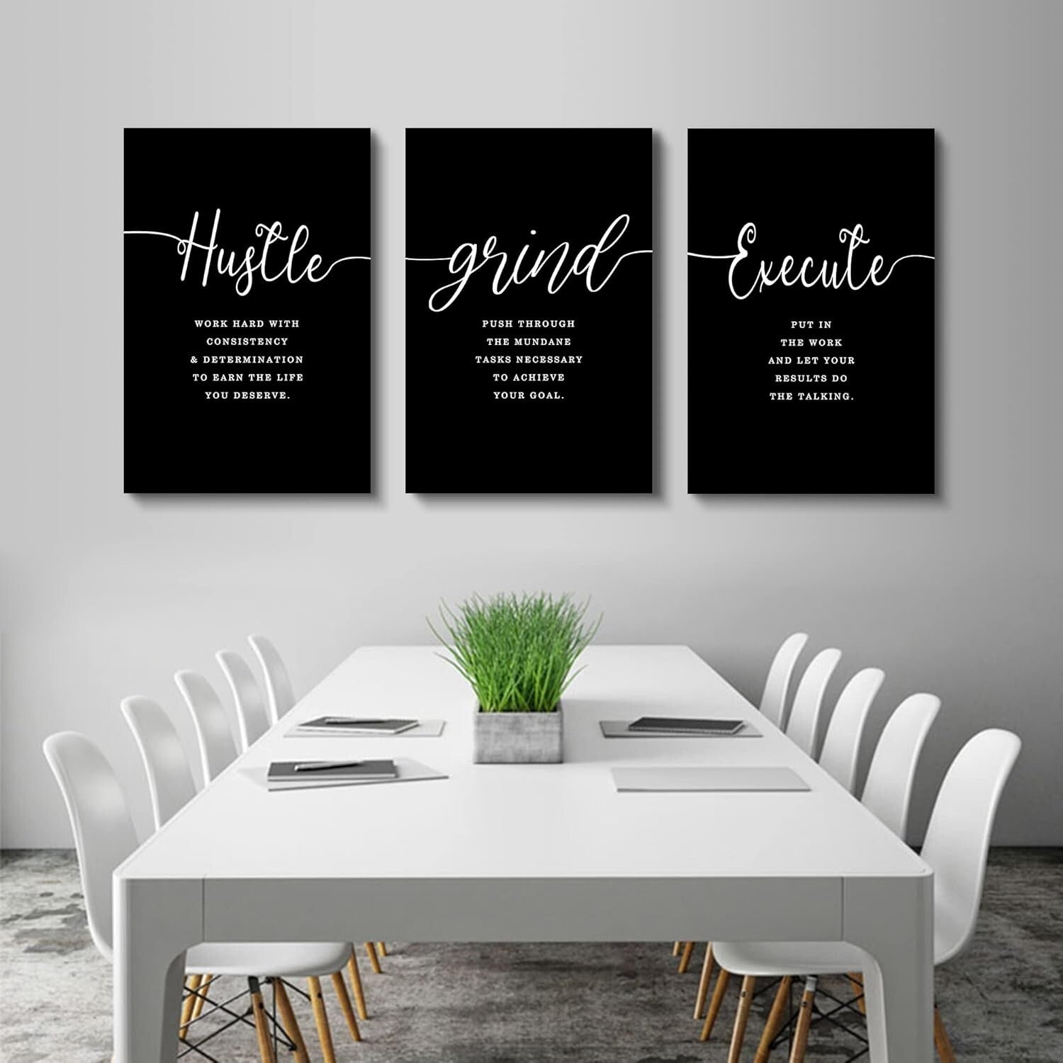 Durable Modern Canvas Art Set - Motivational Quotes for Office & Home (3 pcs)