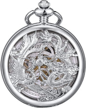 Load image into Gallery viewer, Fashionable Dragon &amp; Phoenix Mechanical Pocket Watch - Gift-Ready with Chain