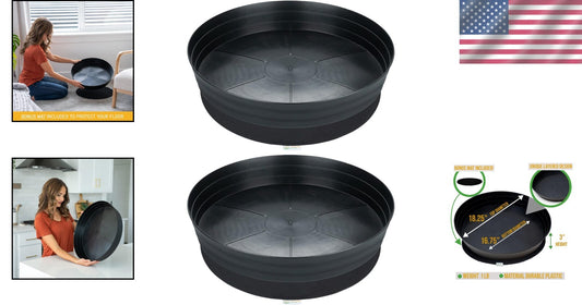 Durable 18" Plant Drip Trays - Extra-Deep Saucers for Indoor Pots and Bird Baths