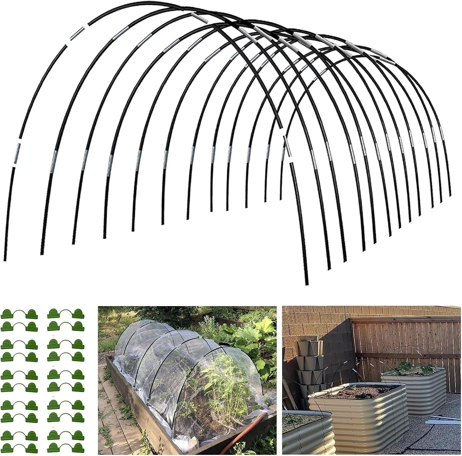 Durable 7FT Greenhouse Hoops - 12 Sets for Raised Bed Plant Protection