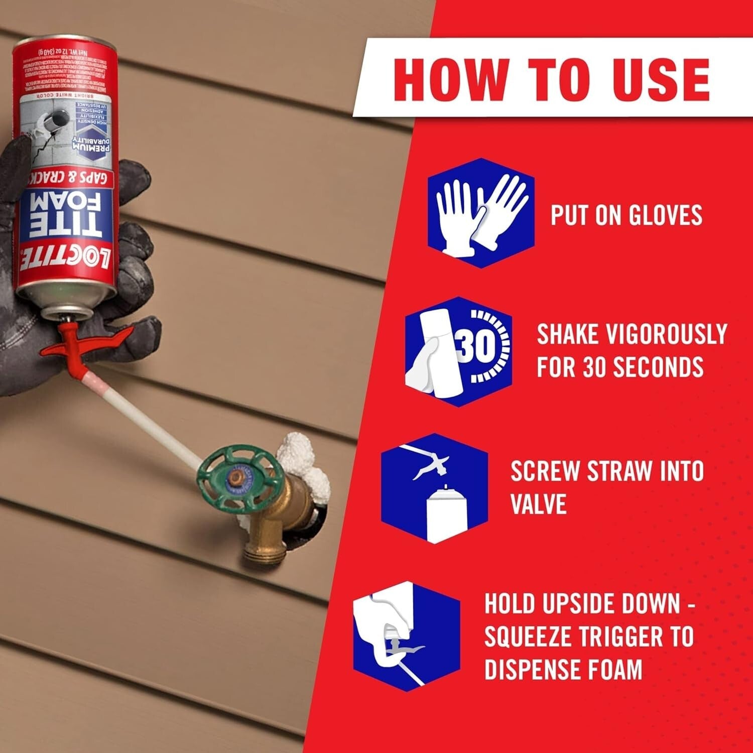 High Density Spray Foam Sealant - Tite Foam 12 oz Can, White, Fills & Seals Gaps