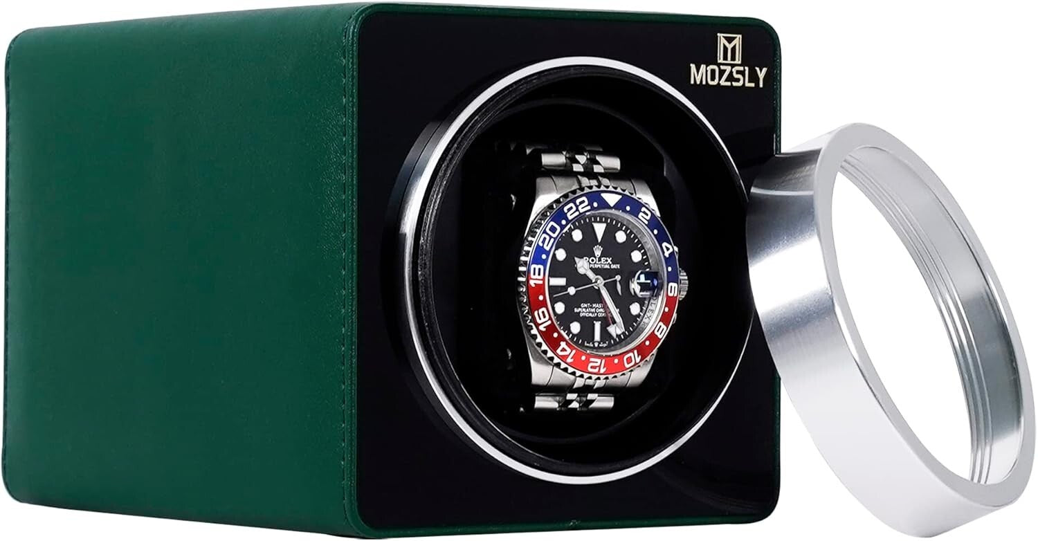 Elegant Automatic Watch Winder - Leather Design with 12 Quiet Rotation Settings