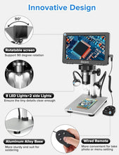 Load image into Gallery viewer, Professional 7'' Digital Microscope with 12MP Camera and Adjustable LED Lights