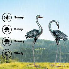 Load image into Gallery viewer, Handmade Blue Heron Outdoor Sculptures - Decorative Metal Statues for Gardens