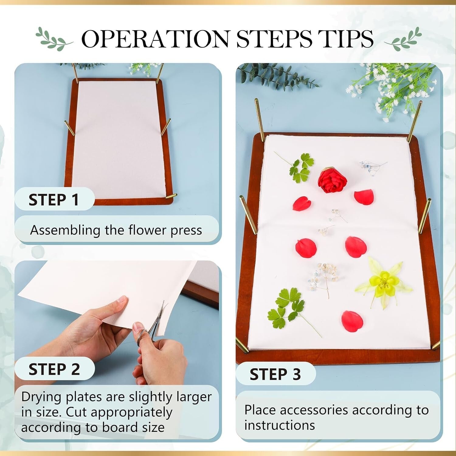 Elegant Wooden Flower Press Kit with Accessories - Unique Crafts for All Ages