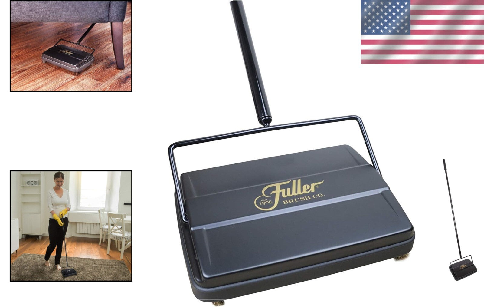 Compact 9" Electrostatic Carpet & Floor Sweeper - Effortless Cleaning Anytime