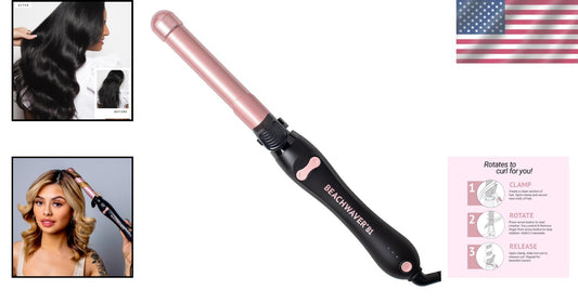 B1 Automatic 1" Ceramic Curling Iron - Travel-Friendly with Midnight Rose Design
