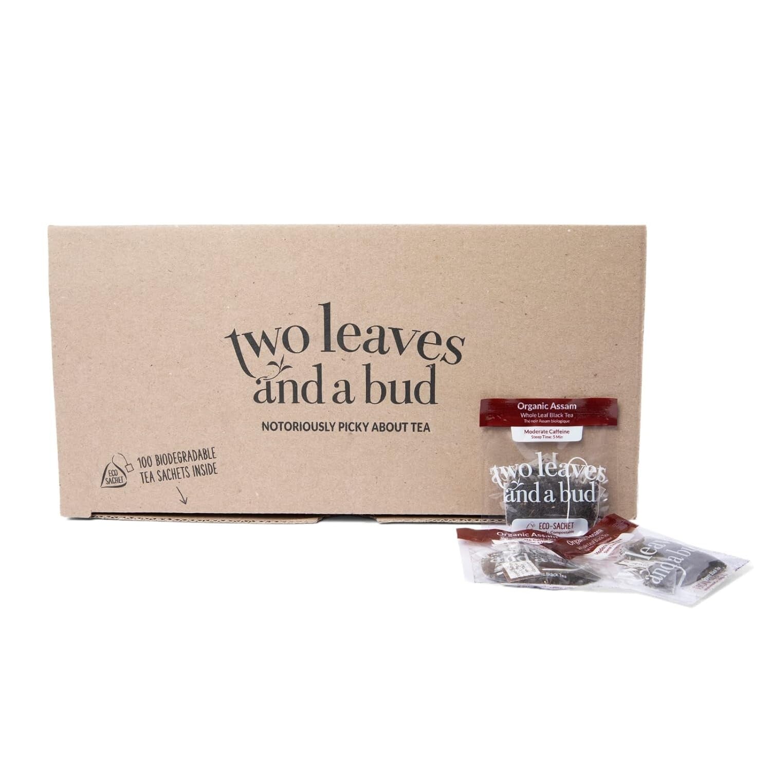 Delicious Organic Assam Whole Leaf Black Tea in Eco-Friendly Sachets, 100 Count