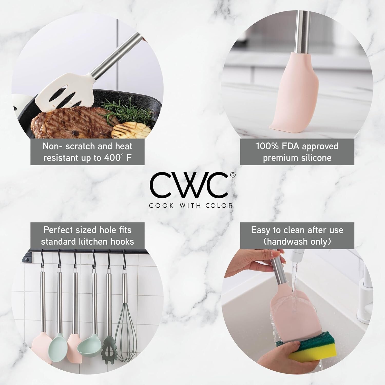 Elegant Mint 38-Piece Silicone Cooking Utensil Set - Dishwasher Safe & Durable