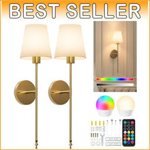Load image into Gallery viewer, Rechargeable LED Wall Sconces - Elegant, Wireless, 12 Lighting Options, Set of 2