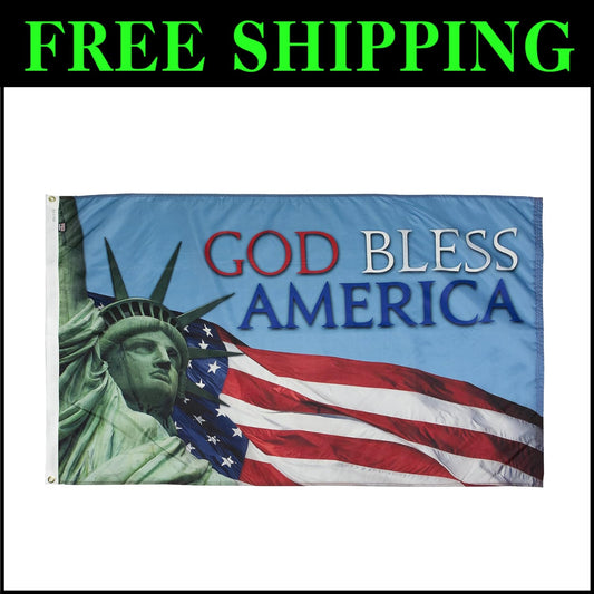 Heavy-Duty God Bless America Nylon Decorative Flag - Made in the U.S.A., 3x5'