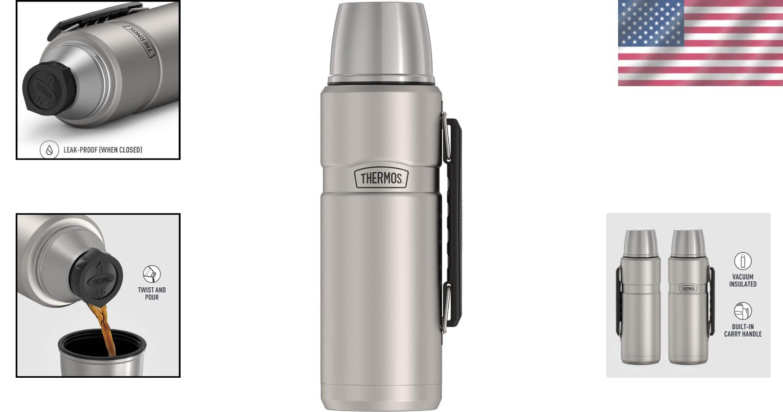 Stainless King 40oz Vacuum Beverage Bottle - Ideal for Family Camping & Travel