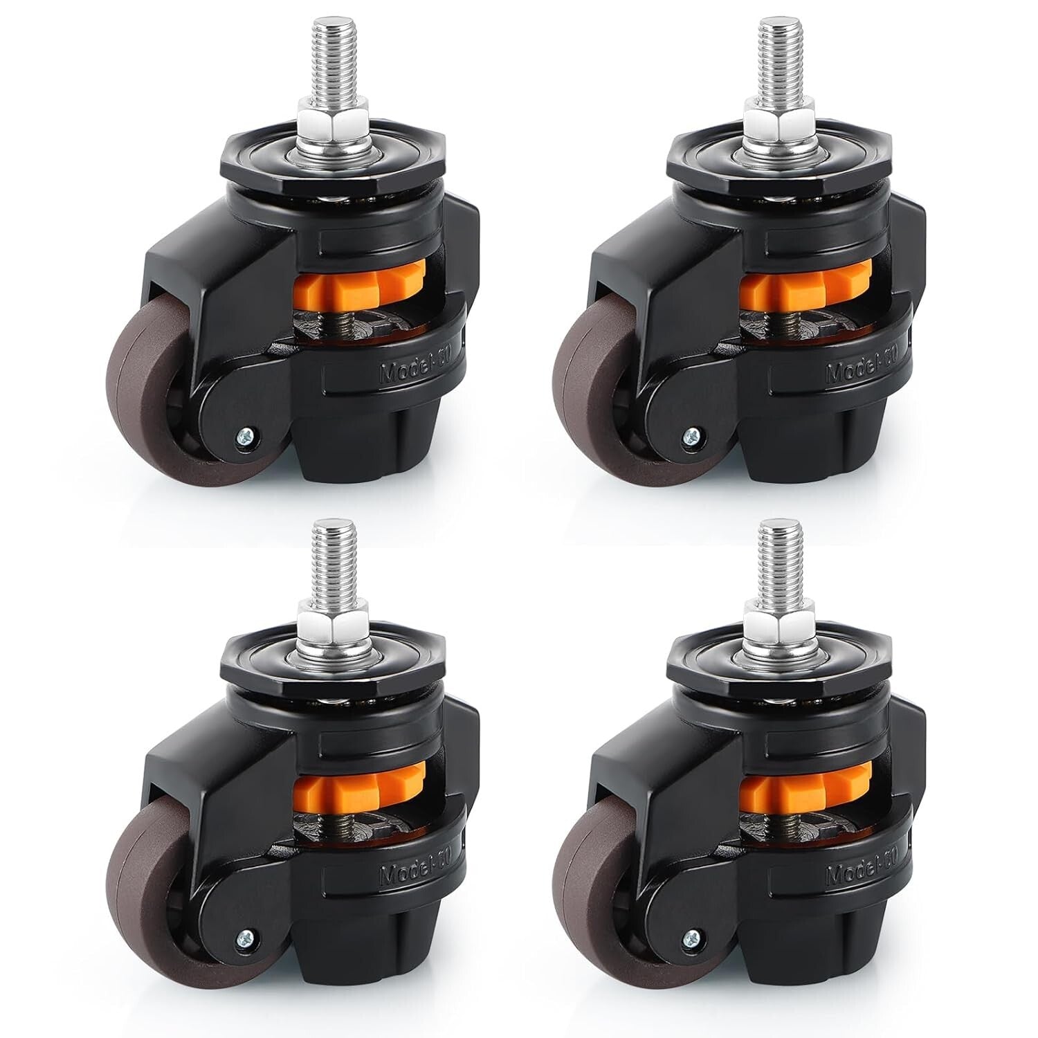 Adjustable Stem Leveling Casters - 4 Pcs for Industrial Equipment & Workbench