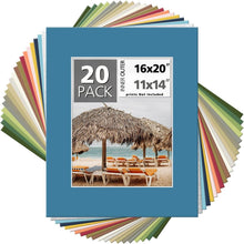 Load image into Gallery viewer, Versatile 20-Pack of 16x20 Mixed Color Mats for Effortless Photo Display