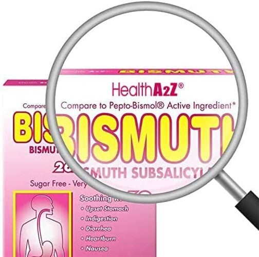 Bismuth Subsalicylate 262mg Chewable Tablets - 24 Pack for Fast Digestive Relief