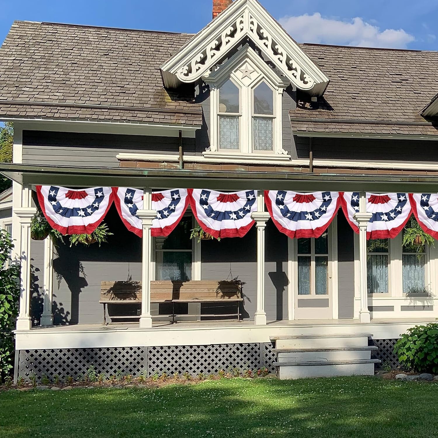 4 Pack American Flag Bunting 3x6 - Perfect for Fourth of July Outdoor Decor