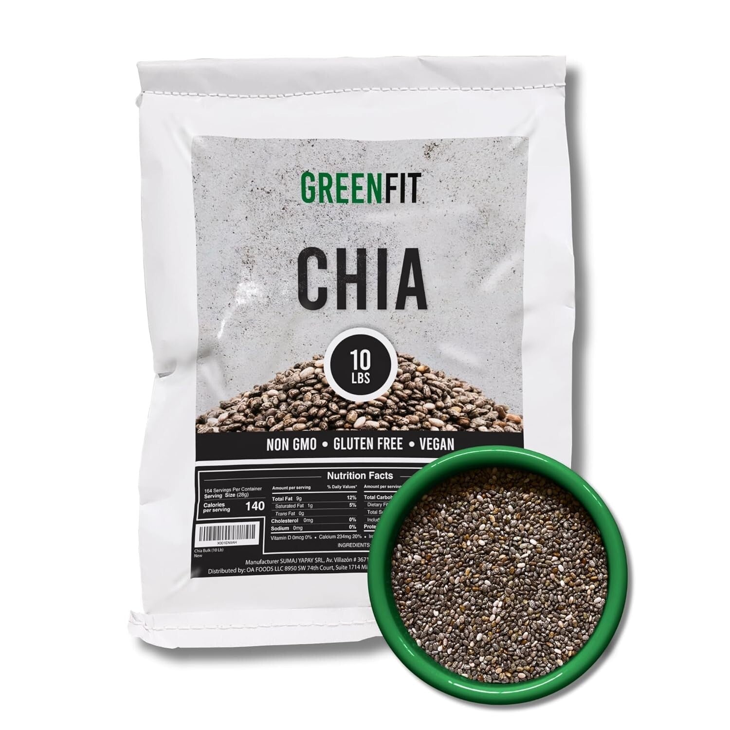 Cost-Effective 10Lbs Non-GMO Chia Seeds - Nutrient-Rich Gluten-Free Super Food