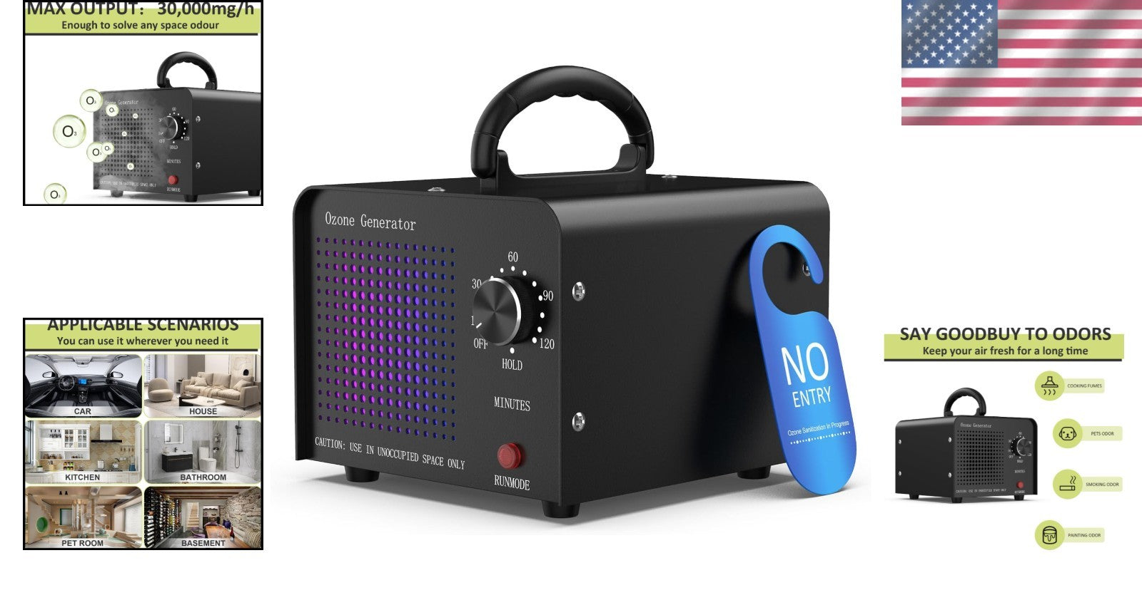 High-Power 30000mg Ozone Generator - Smoke & Pet Odor Eliminator for Any Room