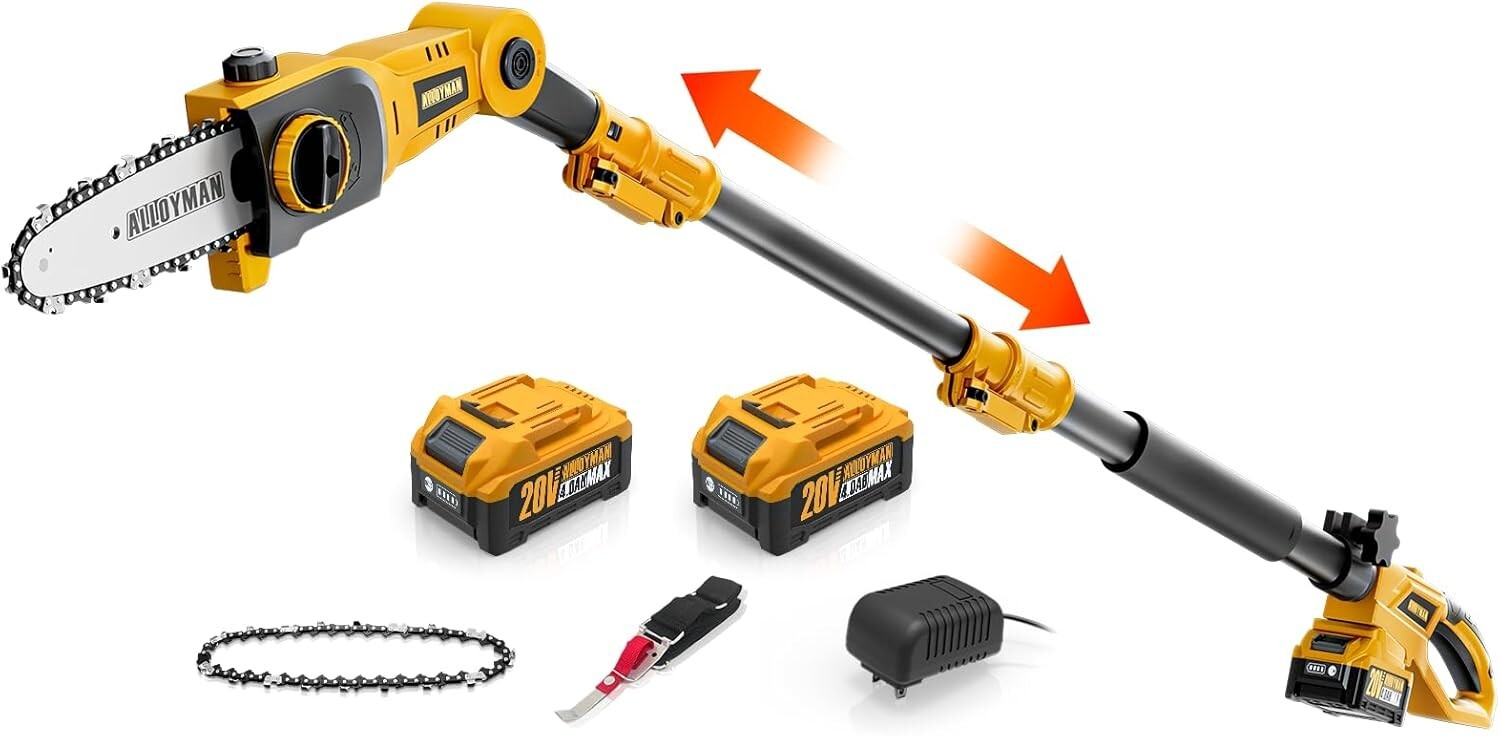 Efficient 20V Electric Pole Saw - 8-Inch Blade & Automatic Chain Lubrication