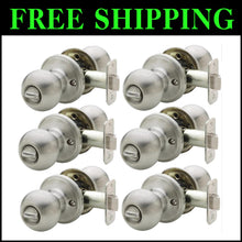 Load image into Gallery viewer, Robust Satin Stainless Privacy Door Knob Set - Keyless &amp; Easy to Install, 6-Pack