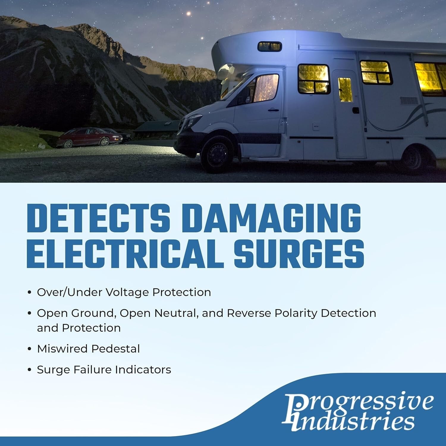 50 Amp Weatherproof RV Surge Protector - Absorbs Surges & Protects Electronics
