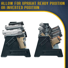 Load image into Gallery viewer, Compact Handgun Holder with Sculpted Wooden Rests - Fits Full Size and Revolvers