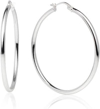 Load image into Gallery viewer, High-Polished 40mm Hoop Earrings in 925 Sterling Silver for Timeless Elegance