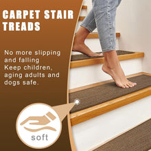 Load image into Gallery viewer, 15-Pack Machine Washable Stair Treads for Wooden Steps - Brown Comfort Solution