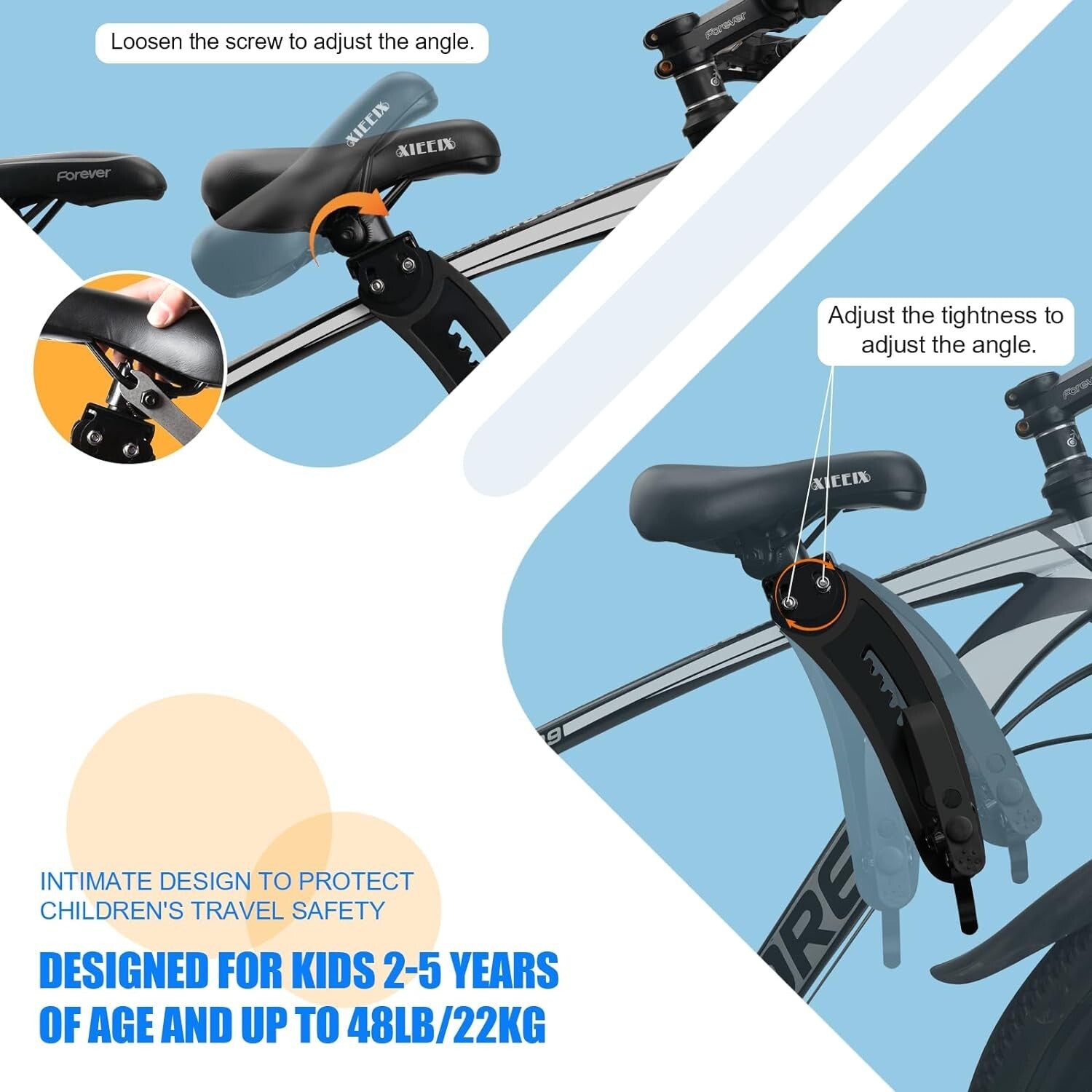 Easy-Install Child Bike Seat for Unisex Ages 2-5 with Handlebar Attachment