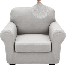 Load image into Gallery viewer, Super Stretch Jacquard Chair Covers for Living Room - 2-Piece Silver Grey Set