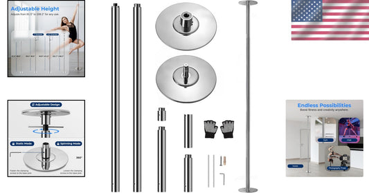 Adjustable Dance Pole for Fitness - Elegant Chrome Finish, Perfect for Parties