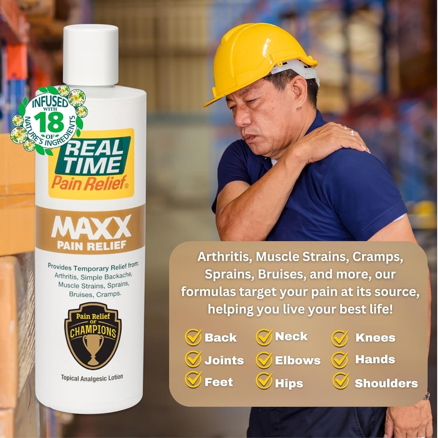 Premium 12 Oz Maxx Pain Relief Lotion - Effective Formula Made in the USA