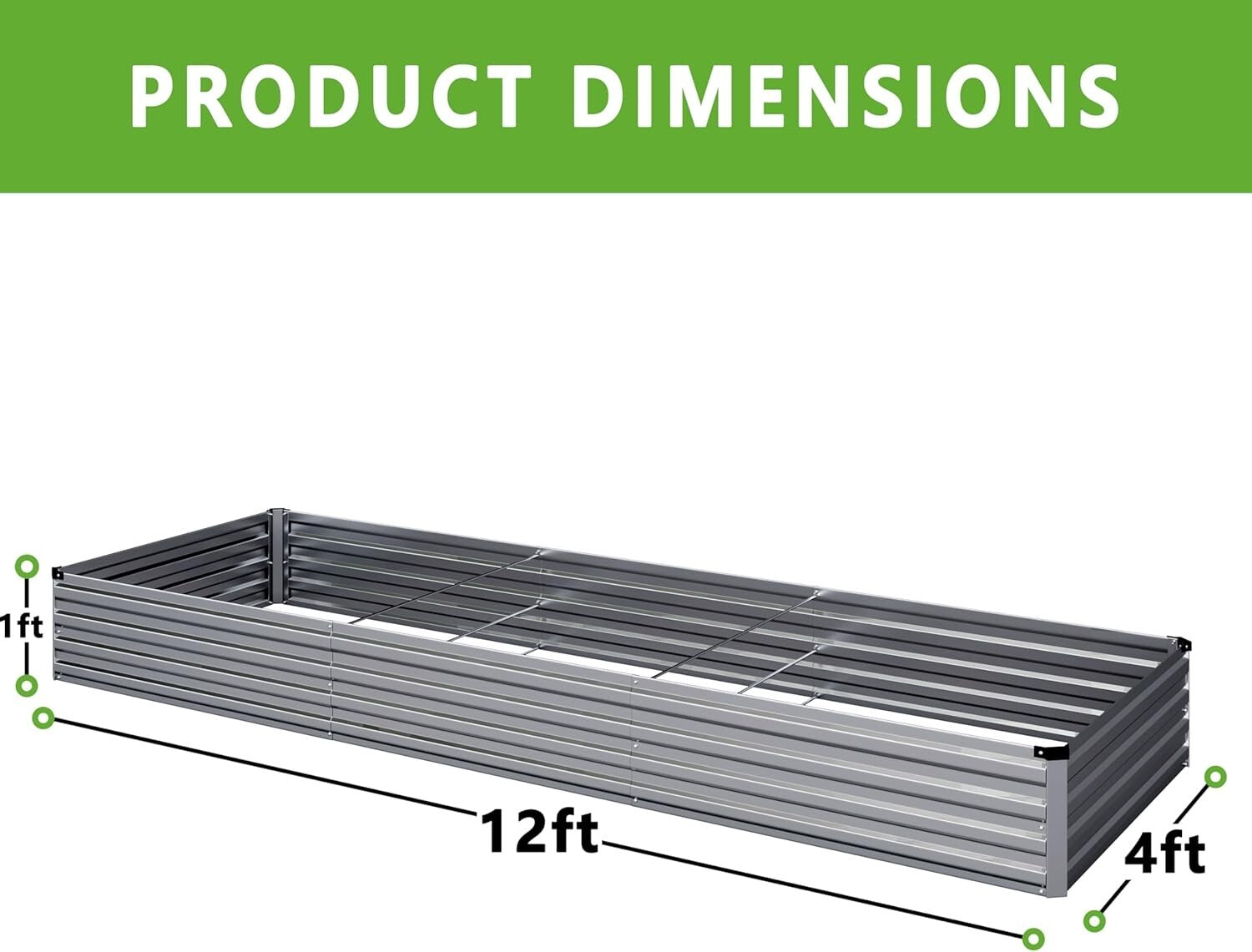 Durable & Safe 2-Piece Raised Garden Bed Kit - 12x4x1FT for Herbs & Fruits