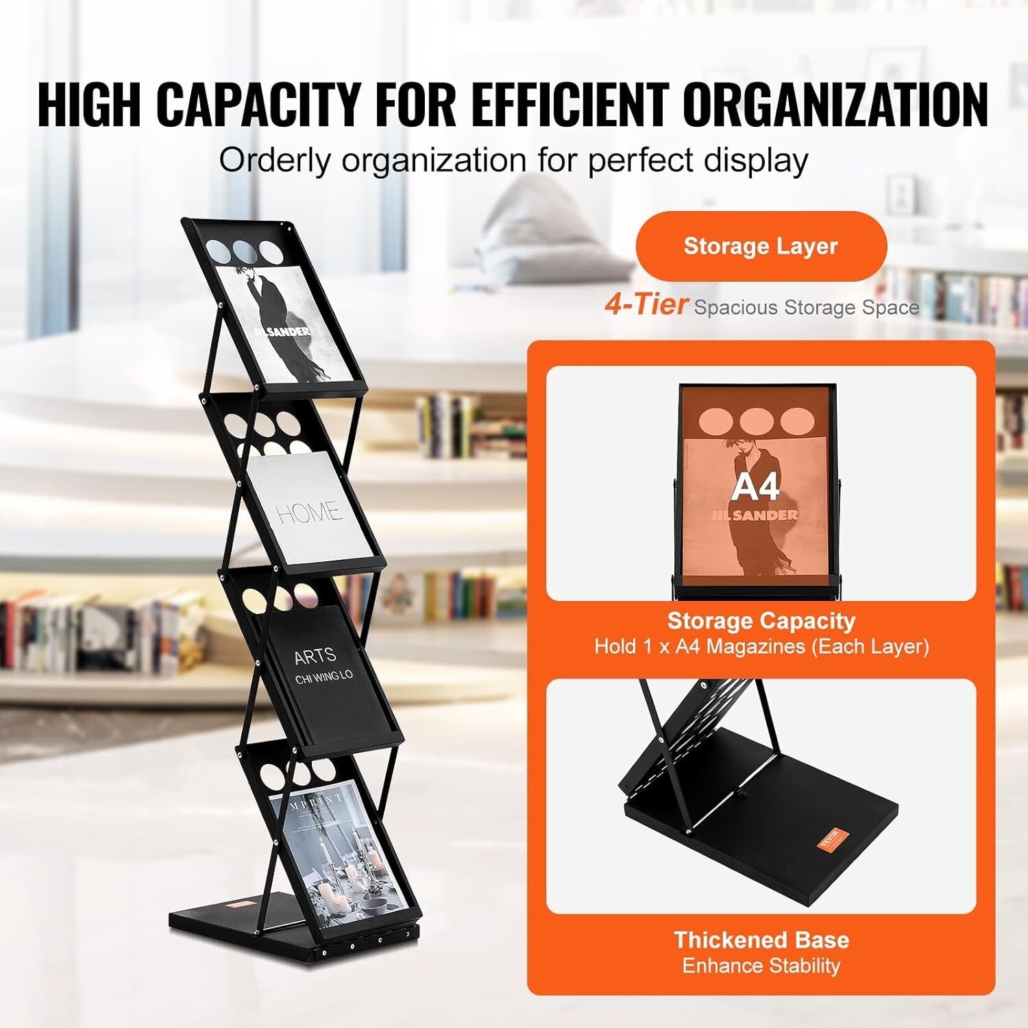 4-Tier Portable Brochure Display Stand with Carrying Bag - Office & Trade Shows