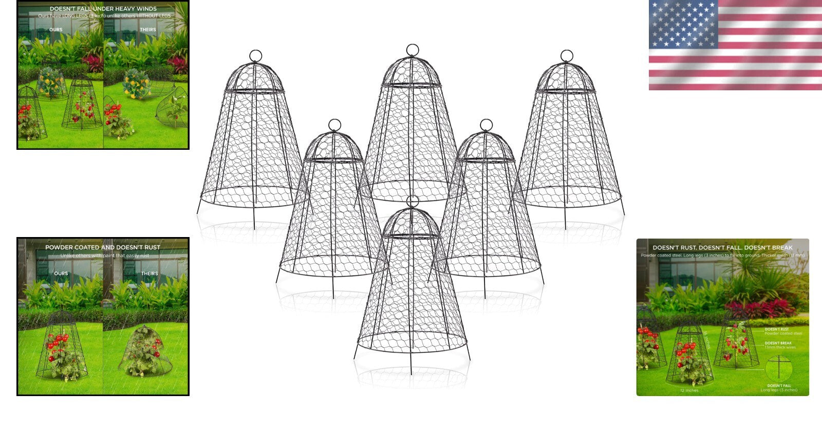 12x20 Inch Rustproof Garden Cloches - Pack of 6 for Ultimate Plant Protection