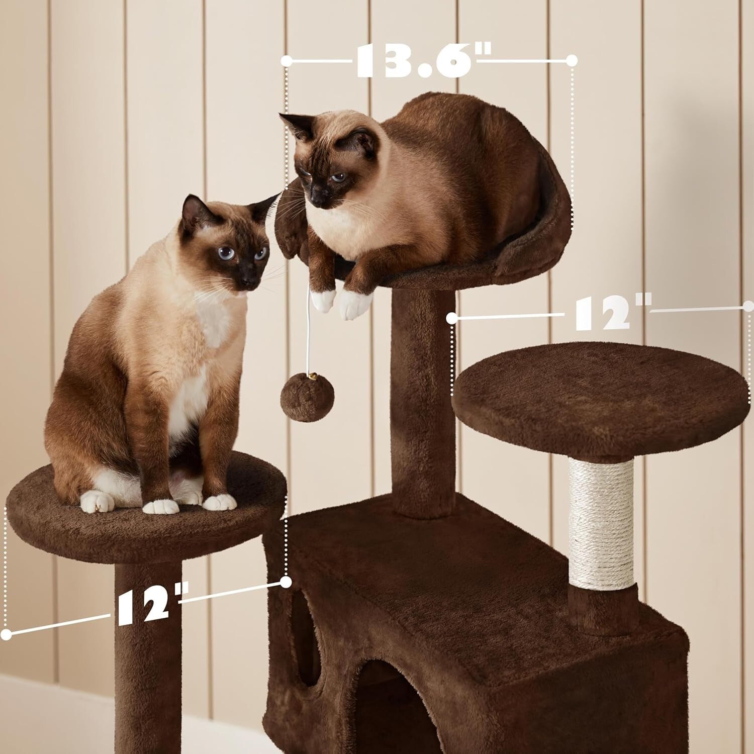 54in Cat Tree with Top Perches, Condos & Cat-Ears Design – Ideal for Kittens