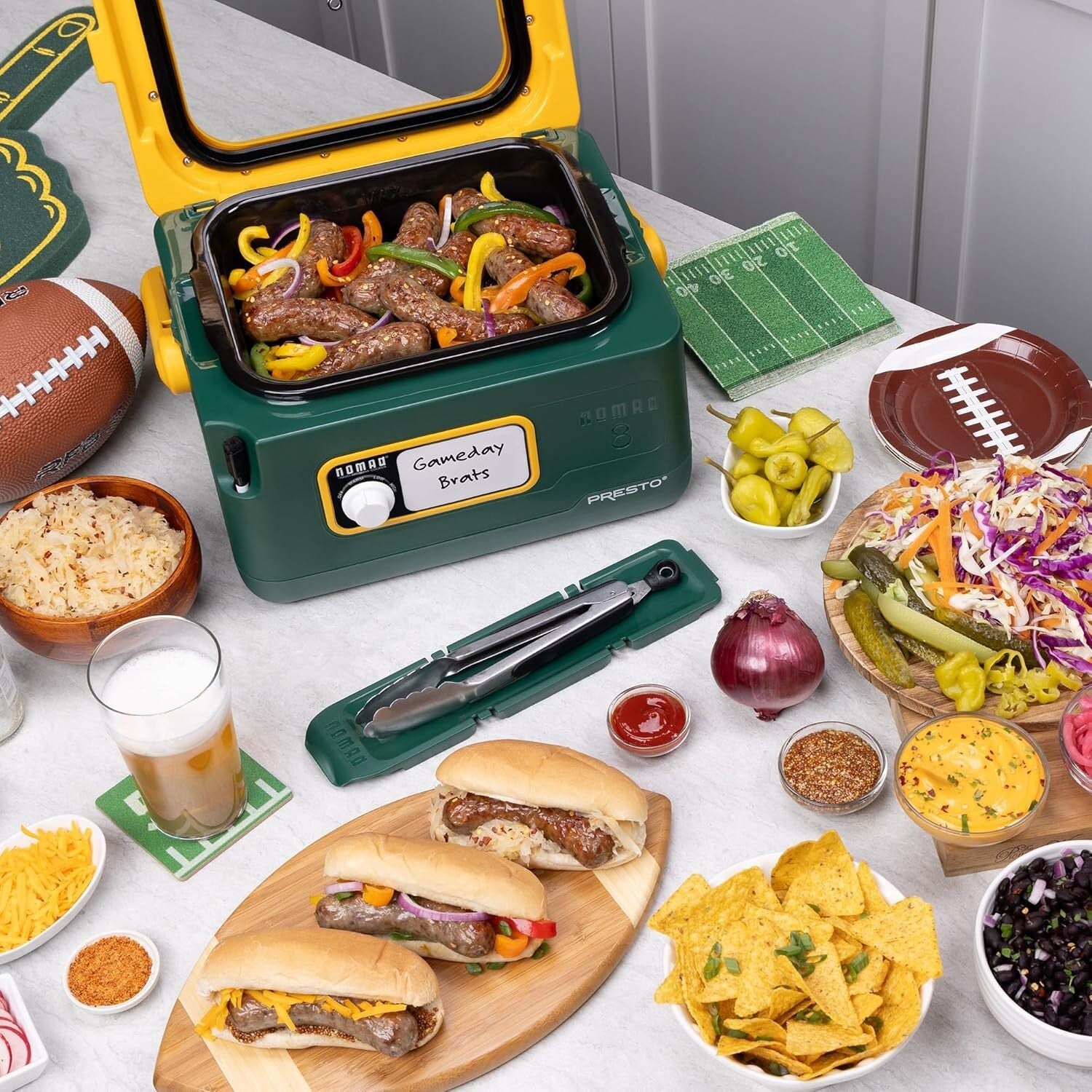 Elegant 8-Quart Nomad Slow Cooker in Green/Gold - Ideal for Buffets & Gatherings