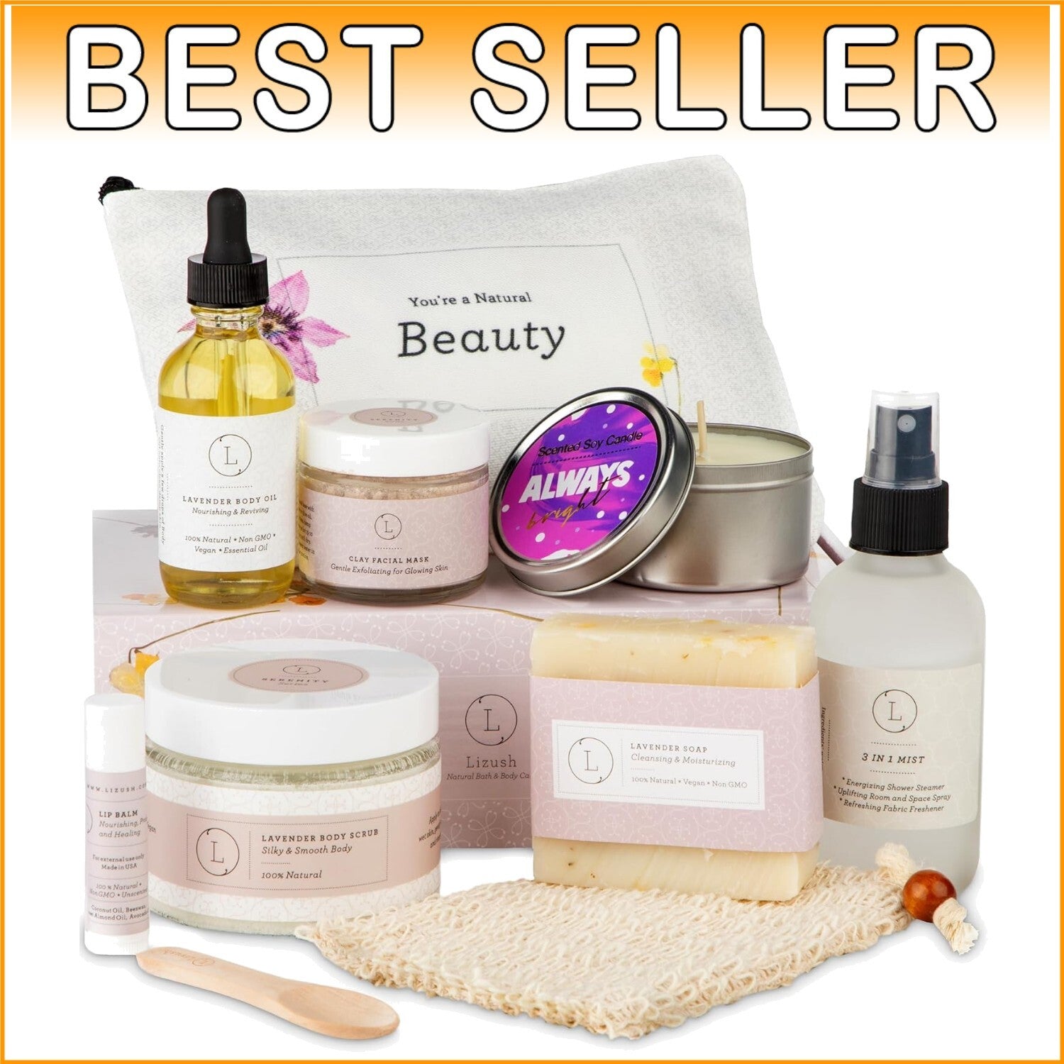 Handmade Lavender Spa Gift Basket - Indulgent 9-Piece Collection for Women