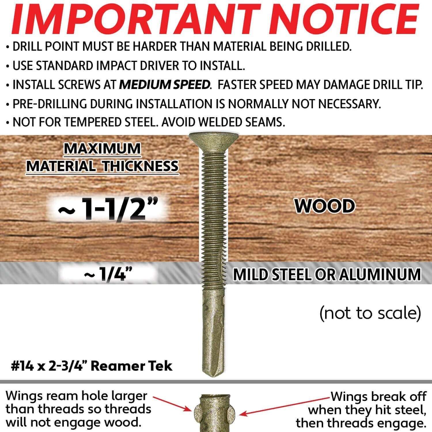 Heavy-Duty Reamer Tek T-30 Screws for Secure Wood to Steel Applications - 5 lbs