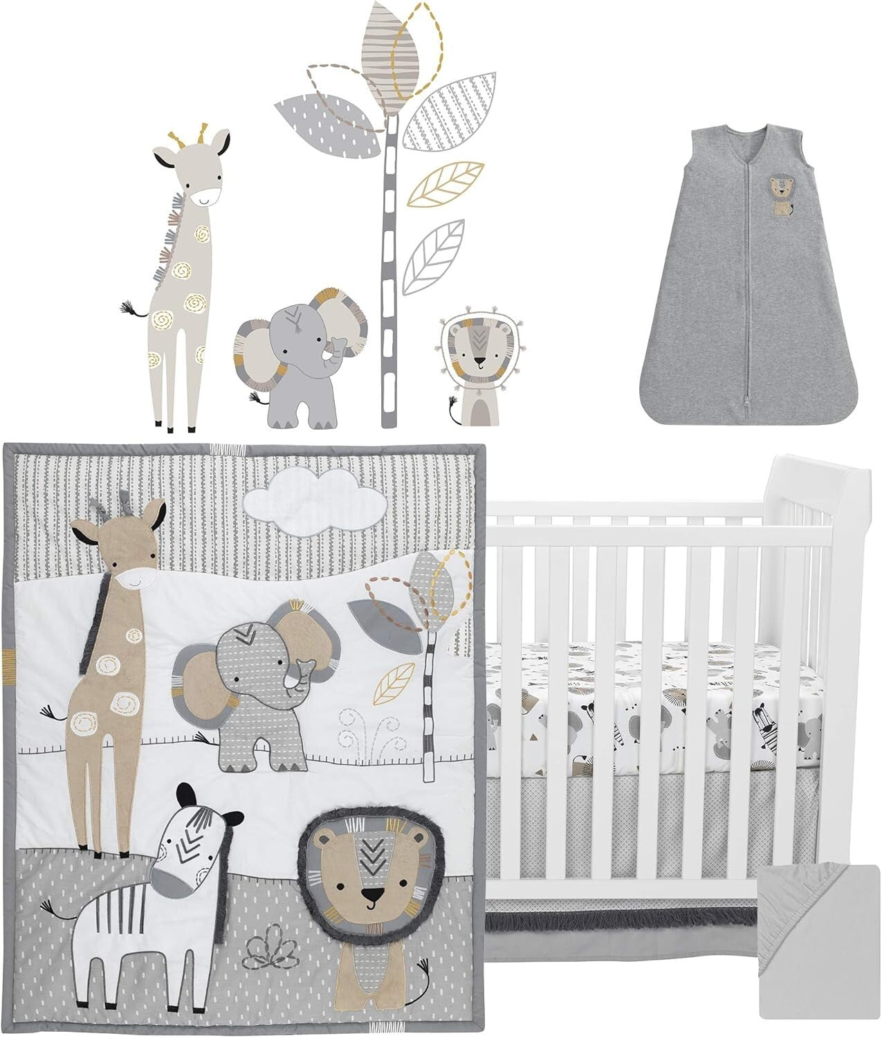 Animal Print Crib Bedding Set - 6-Piece Gender Neutral Nursery Essentials