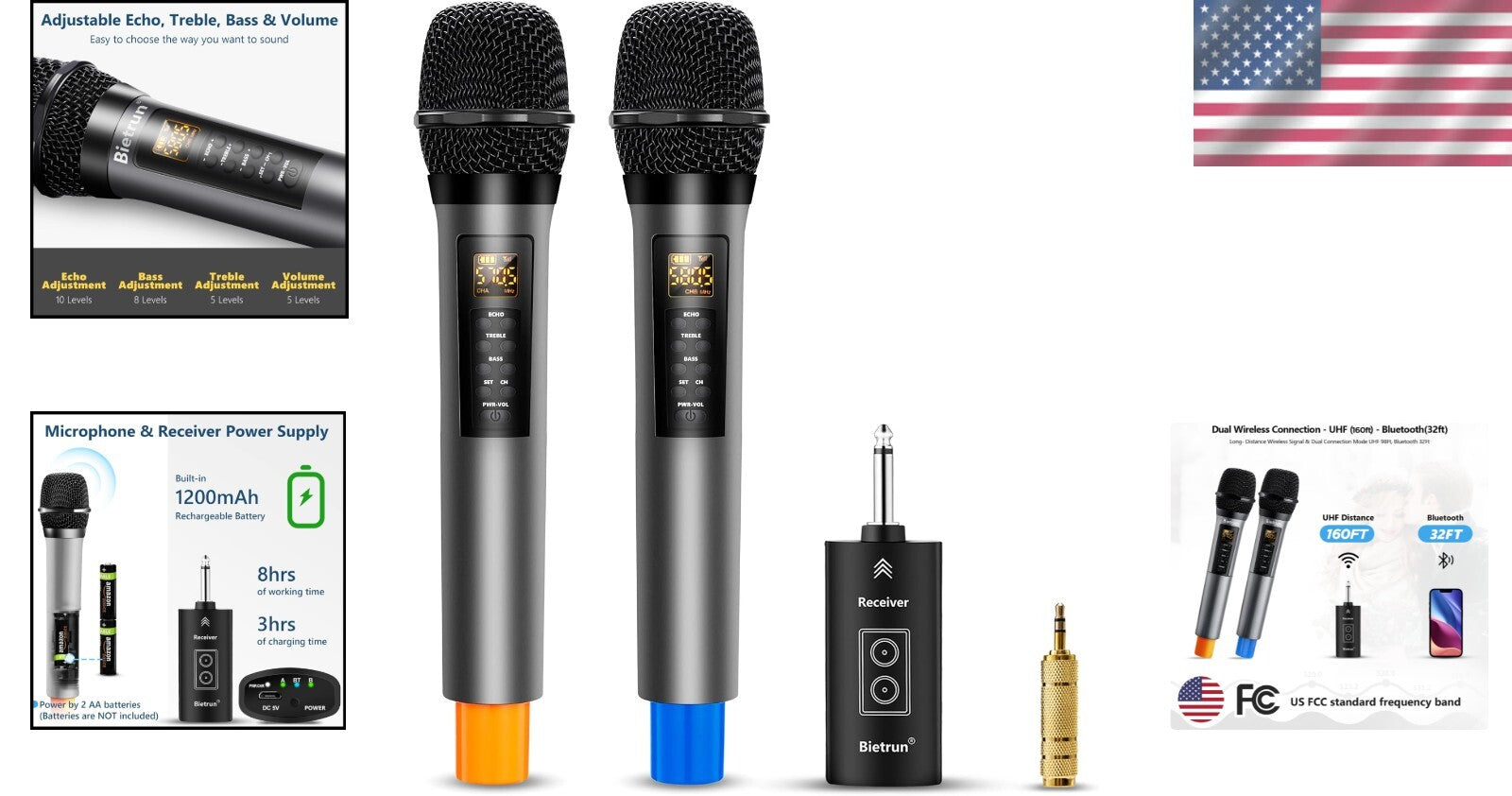 Echo & Treble Wireless Microphone – 160FT Range for Perfect Performances
