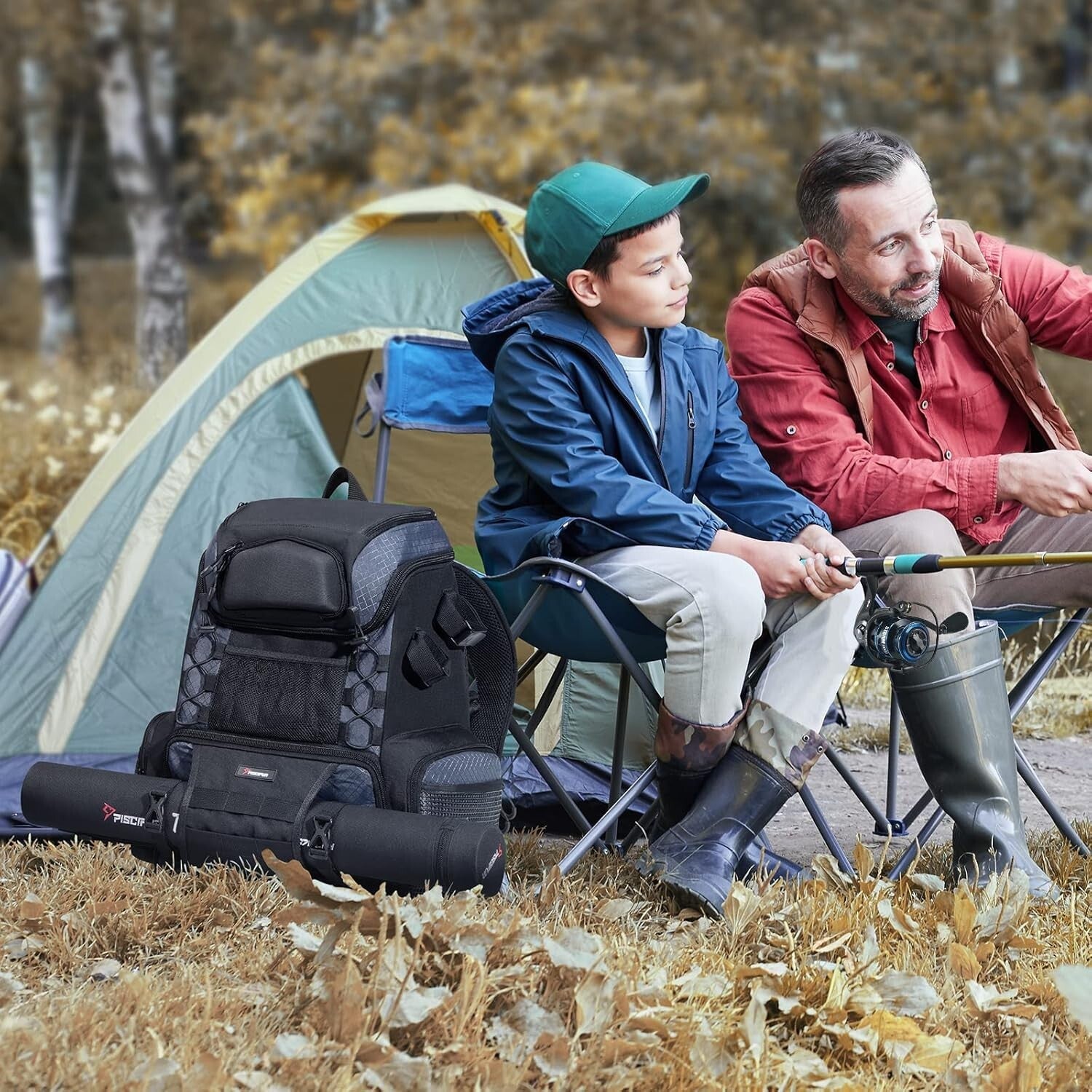 Multi-Functional Fishing Backpack with Adjustable Rod Holders & 40L Capacity