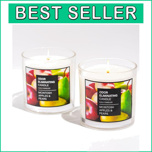 Eco-Friendly 9 Oz. Jar Candles - McIntosh Apples & Pears Odor Eliminator Duo