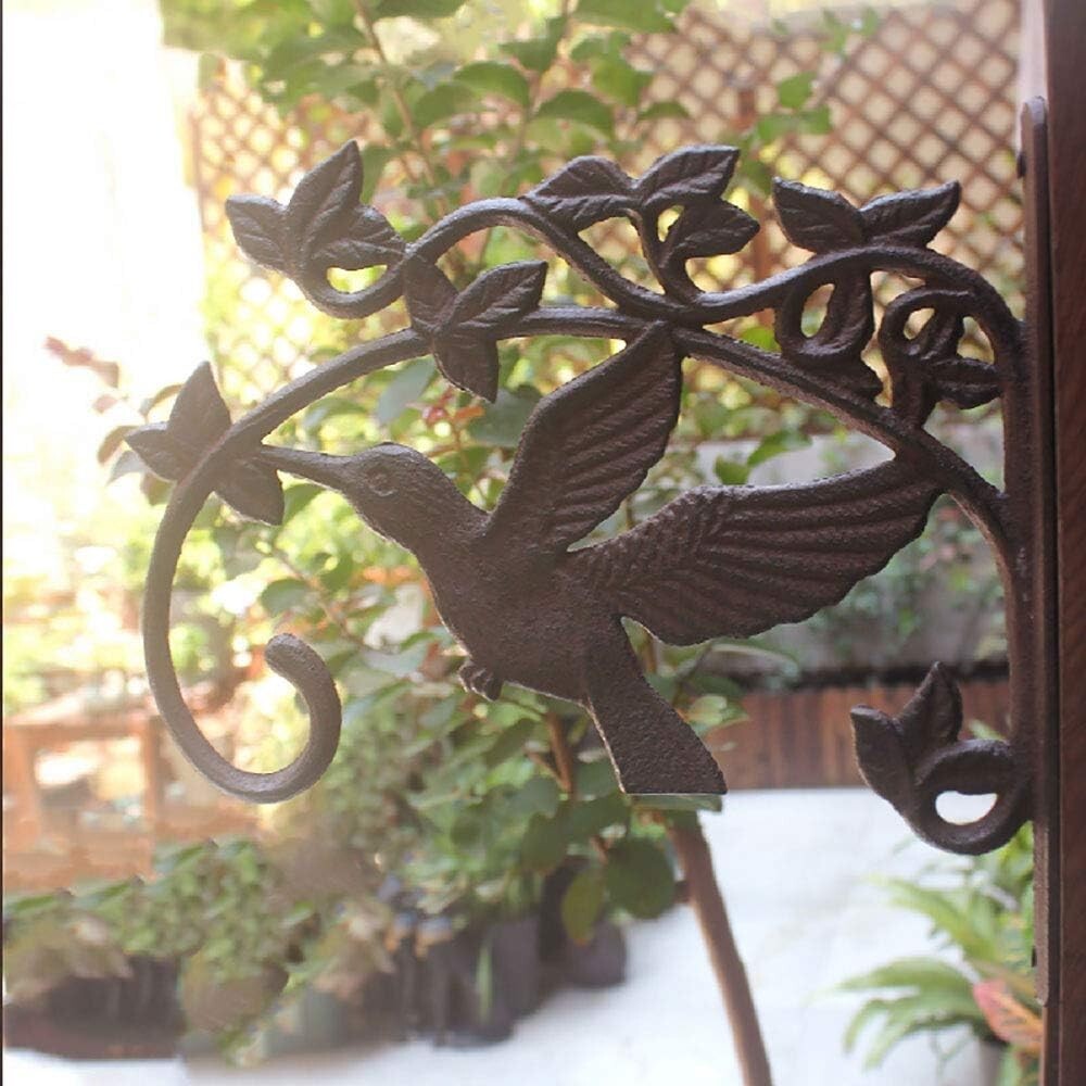 Heavy-Duty Hummingbird Wall Hooks - Adjustable 10.4 Inch Cast Iron Set of 2