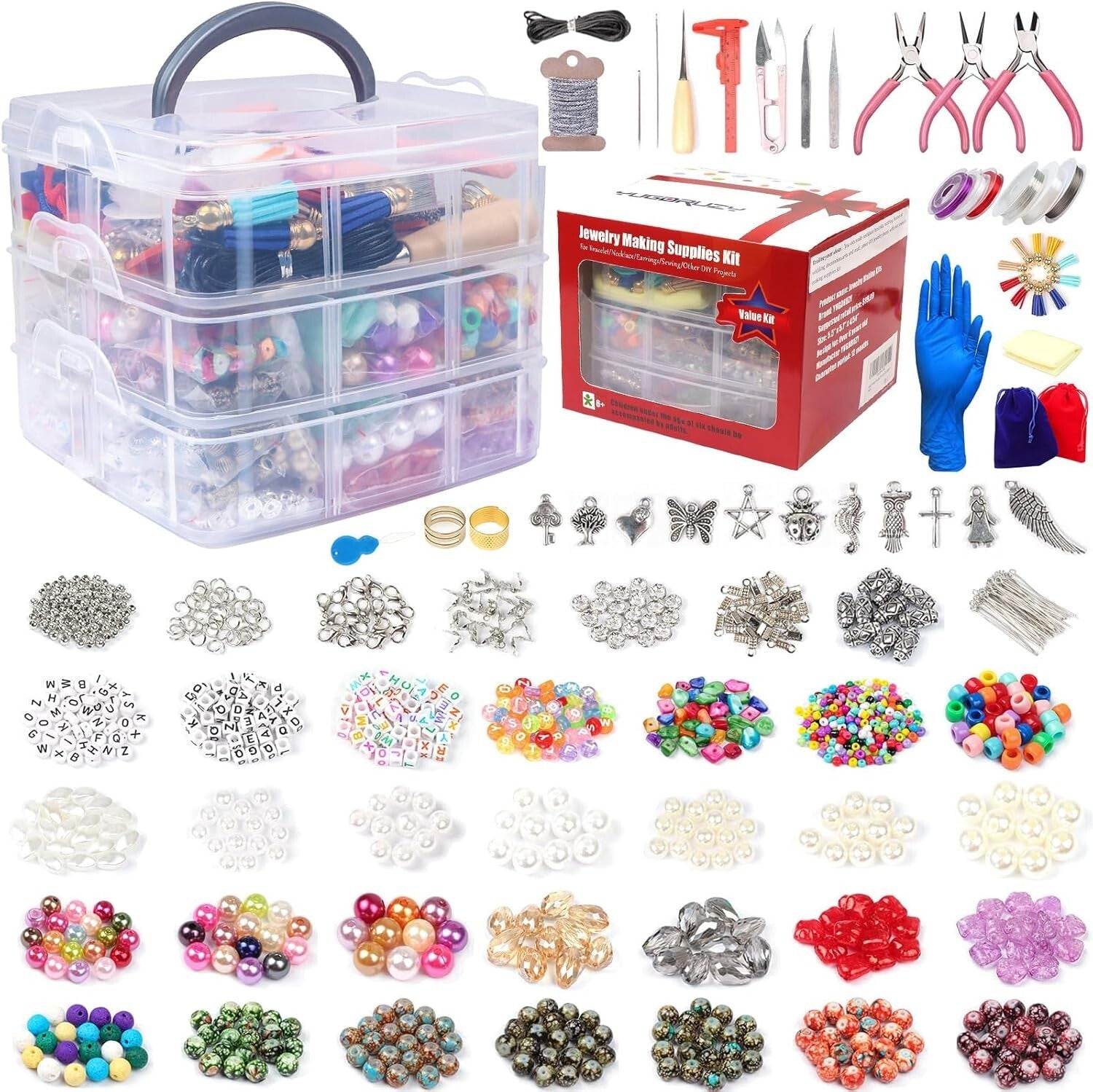 Complete Jewelry Craft Kit with Tools, Beads & Findings - Perfect Gift Idea
