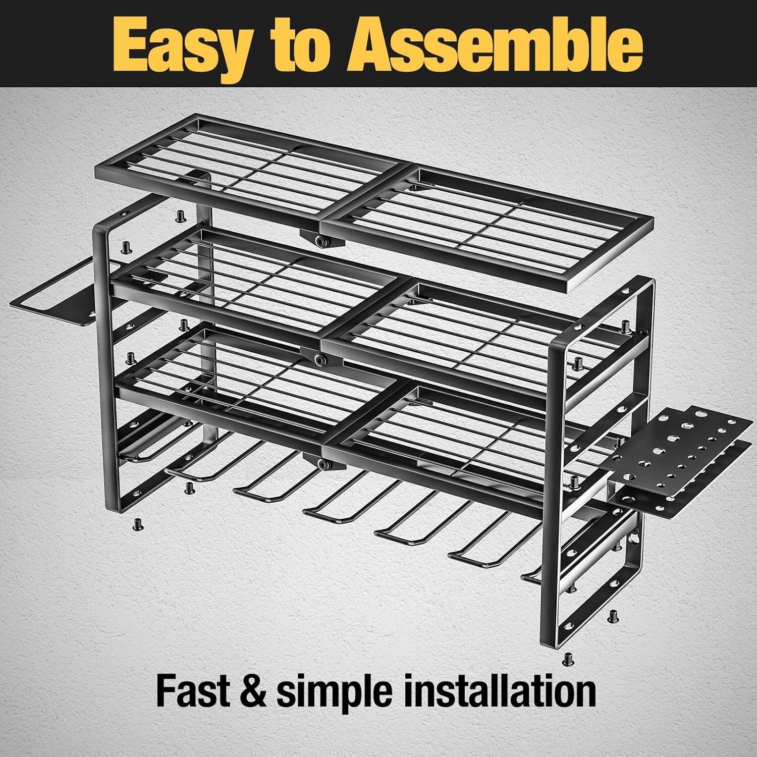 Wall Mounted Tool Storage Rack with Charging Shelf - 24 Inch Power Organizer