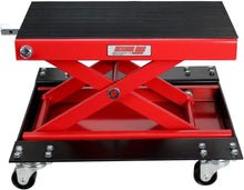 Load image into Gallery viewer, Wide Motorcycle Scissor Jack with Dolly - 1100 lbs Capacity for Easy Maintenance