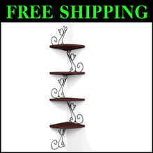 Load image into Gallery viewer, Versatile Walnut Finish Corner Shelf – Decorate and Organize Your Home Stylishly