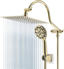 Load image into Gallery viewer, 10" High Pressure Luxury Shower Head Set with Gold Handheld and Extension Arm
