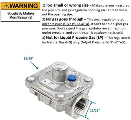 Efficient 1/2" Natural Gas Pressure Regulator - ANSI Standard NPT Fittings